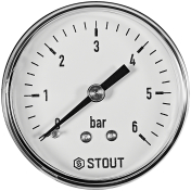 STOUT Манометр аксиальный. Корпус Dn 50 мм 1/4 , 0...6 бар, кл.2.5