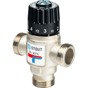 **STOUT Термостатический смесительный клапан 3/4" НР 20-43С KV 1.6 м3/ч